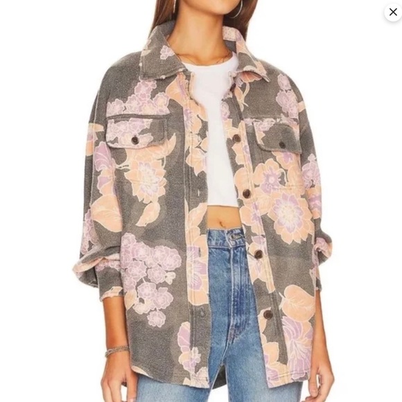 NEW NWT Free People Printed Floral Ruby Jacket Sweatshirt Cardigan Small - Picture 5 of 10